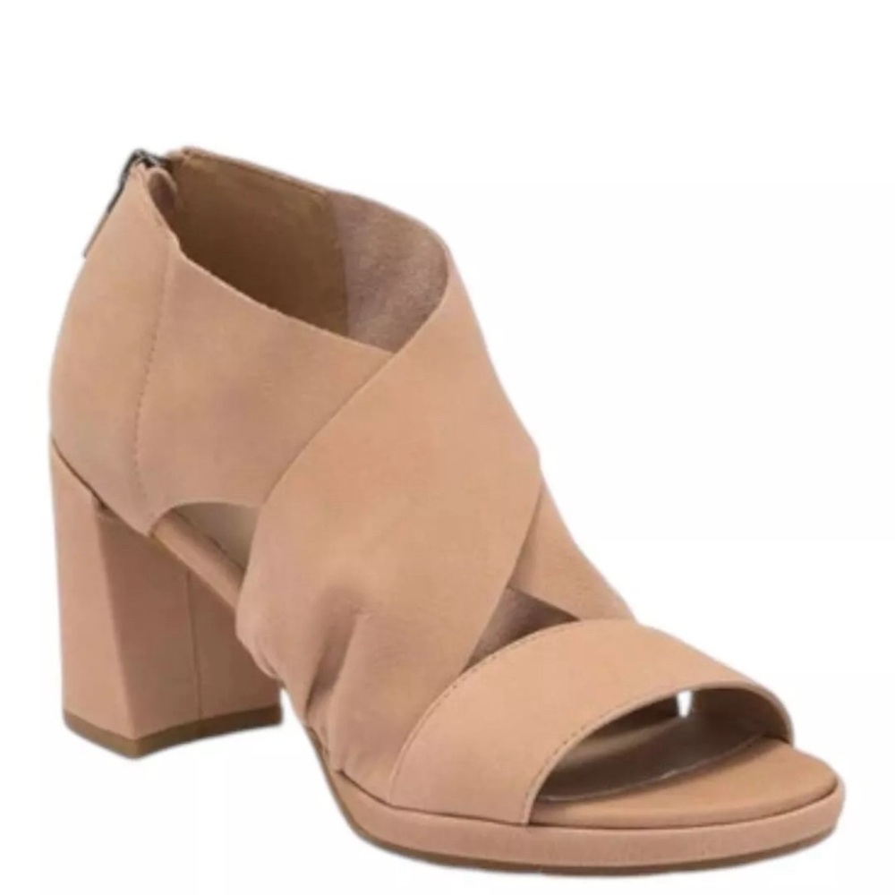 Eileen Fisher NWOB Marla Block Heel Sandal Latte Tan Nubuck Leather Size10  1407